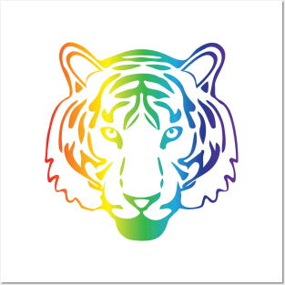 Rainbow tiger head Posters and Art